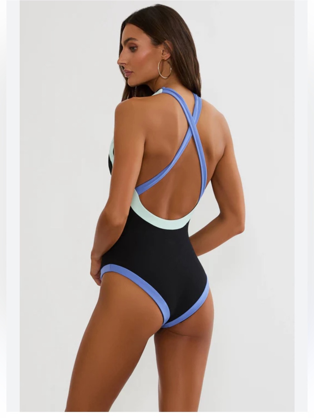 Beach Riot Steph One-Piece swimsuit black with colorblock contrast, NWOT, SZ M
